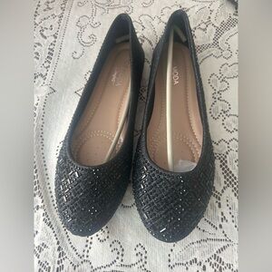 Moda Black Glitter Women's Flats